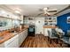 Kitchen with wood countertops, blue backsplash and stainless steel appliances at 241 4Th N Ave, Taylorsville, NC 28681