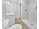 Modern bathroom with white subway tile shower and updated vanity at 104 Abingdon Cir, Huntersville, NC 28078