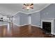 Spacious living room with hardwood floors and fireplace at 3657 Norman View Dr, Sherrills Ford, NC 28673