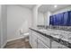 Clean bathroom, featuring granite countertops and updated fixtures at 654 Lancelot Dr, Richburg, SC 29729