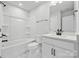 Clean bathroom with white vanity and shower/tub combo at 8360 Acadia Pkwy # 017, Sherrills Ford, NC 28673