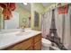 Guest bathroom with a shower/tub combo and a Paris-themed shower curtain at 16287 Raven Crest Dr, Fort Mill, SC 29707