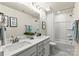Double vanity bathroom with shower and tub at 208 Coronado Ave # 47, Matthews, NC 28104