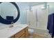 Updated bathroom with a modern vanity and fixtures at 2534 Old Ashworth Nw Ln, Concord, NC 28027