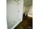 Spacious shower with built-in shelving at 46 Kidd And Brown Rd, Hiddenite, NC 28636
