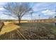 Backyard with a large tree and wooden fence at 641 Woodington Ln, Charlotte, NC 28214