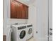 Convenient laundry room with washer, dryer, and cabinets at 10113 Allison Taylor Ct, Cornelius, NC 28031