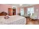 Inviting bedroom with hardwood floors, fireplace, and pink walls at 318 N Elm St, Marshville, NC 28103
