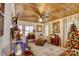 Living room with wood ceilings and a cozy sitting area at 405 W Carroll St, Cherryville, NC 28021