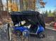 Blue golf cart with black cover, parked outside at 101 Lake View Dr, Mount Gilead, NC 27306