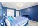 Blue bedroom with double bed and wall-mounted TV at 5019 Elementary View Dr, Charlotte, NC 28269