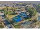 Aerial view of community amenities including tennis courts, pool, and playground at 3712 Alden St, Indian Trail, NC 28079