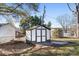 White and gray storage shed in backyard at 205 Crestview Dr, Lincolnton, NC 28092