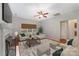 Living room with fireplace, neutral colors, and staged furniture at 508 N Portman Ln, Fort Mill, SC 29708