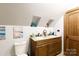 Double vanity bathroom with granite countertop and wood cabinets at 633 Weston Acres Rd, Fort Lawn, SC 29714
