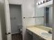 Bathroom with vanity, sink, and shower/tub combo at 7220 Winery Ln, Charlotte, NC 28227