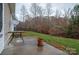 Private back patio with view of wooded area at 4034 Broadview Ln, Gastonia, NC 28056