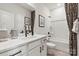 Clean bathroom with tub, shower, and modern vanity at 1736 Blanche St, Charlotte, NC 28262
