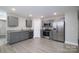 Modern kitchen featuring stainless steel appliances, gray cabinets, and granite countertops at 1014 Kansas St, Kannapolis, NC 28083