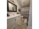 Bathroom with vanity, toilet, and shower/tub combo at 3431 Polkville Rd, Shelby, NC 28150
