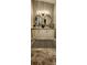Double vanity bathroom with marble countertops and circular mirrors at 3431 Polkville Rd, Shelby, NC 28150