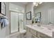 Modern bathroom with a walk-in shower and updated fixtures at 5015 Westmead Ln, Charlotte, NC 28262