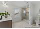 Modern bathroom with a walk-in shower and double vanity at 121 Stonewater Dr # 21, Red Cross, NC 28129