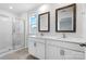 Bathroom boasts double vanity, a shower, and modern fixtures at 1009 20Th Avenue Se Loop, Hickory, NC 28602