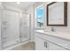 Clean bathroom with single vanity and shower at 1009 20Th Avenue Se Loop, Hickory, NC 28602