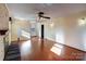 Living room with hardwood floors, fireplace and built-in bench at 236 Sidesmur Ne Ct, Concord, NC 28025