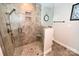 Modern walk-in shower with tile surround and built-in seat at 1156 13Th Avenue Ne Cir, Hickory, NC 28601