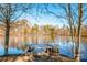 Private lake dock offering scenic views and peaceful waterfront access at 131 Quail Haven Dr, Troutman, NC 28166