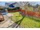 Landscaped backyard with sandbox and trampoline at 7750 Trailridge Dr, Tega Cay, SC 29708