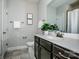 Bathroom with single vanity and shower/tub combo at 143 Valleymist Ln, Mooresville, NC 28117