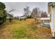 Fenced backyard with grassy area and small deck at 828 Holdcroft Ln, Rock Hill, SC 29730