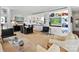 Living and dining space with unique shelving, artwork, and comfortable seating at 1401 Scotland Ave, Charlotte, NC 28207