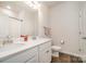 Bright and clean bathroom featuring a double vanity, white cabinetry, and modern fixtures at 5120 Kings Pinnacle Dr, Kings Mountain, NC 28086