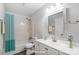 Clean bathroom with a bathtub, shower, and modern vanity at 3112 Cedarhurst Dr, Charlotte, NC 28269