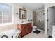 Bathroom with a large walk-in shower and double vanity at 1350 Kensington Cir, Newton, NC 28658