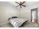 Bedroom with a view and ceiling fan at 1350 Kensington Cir, Newton, NC 28658