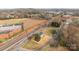 An aerial view of a new home nestled near a railway and other properties at 402 N Battleground Ave, Kings Mountain, NC 28086