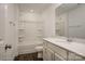 Clean and modern bathroom featuring white vanity, bathtub, and shower at 257 Donsdale Dr, Statesville, NC 28625
