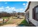 Backyard with storage shed, grassy lawn, and view of surrounding trees at 45 Sunderland Rd, Concord, NC 28027