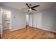 Bedroom with hardwood floors, ceiling fan and ensuite bathroom at 753 Schuyler Dr, Rock Hill, SC 29730