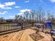 Wooden deck with table and chairs at 1018 Padgett Rd, Shelby, NC 28150