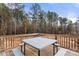 Wooden deck with table and benches, overlooking a wooded area at 923 Slick Rock Rd, Chester, SC 29706