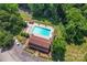 Aerial view of community pool, tennis courts, and clubhouse at 9552 Man O War Rd, Indian Land, SC 29707