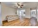 Open living room and kitchen with light wood flooring at 37 Hamiltons Harbor Dr, Clover, SC 29710