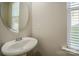 Simple bathroom with pedestal sink and oval mirror at 6142 Berewick Commons Pkwy, Charlotte, NC 28278