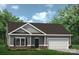 Single story home with gray siding, brick accents, and a two-car garage at 6318 Honor Ave, Midland, NC 28107